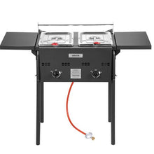 Dual-Tank Propane Deep Fryer 8 Qt x 2 Stainless Steel Fryer with Dual Baskets & Heat Control