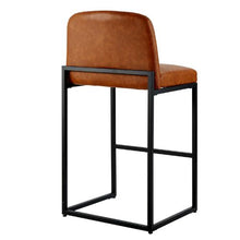 27-Inch Modern Bar Stool Set of 4 with Backrest Metal Legs Easy Assembly Armless Bar Chair for Bar and Cafe (Brown)
