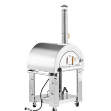 Dual Fuel Outdoor Pizza Oven 26" Pellet & Gas Pizza Maker with Cordierite Stone & Casters