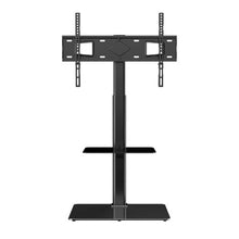 Swivel TV Stand Mount for 32-65" TVs, Height Adjustable Portable Floor Stand with Tempered Glass Fixed Screen Size: 81.3-165.1 cm