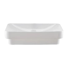 19.29" x 12.01" Rectangular Semi-Recessed Bathroom Sink White Ceramic Vessel Basin with Drain Hole
