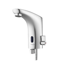 9/16" Touchless Motion Sensor Bathroom Faucet Battery-Operated Hot/Cold Single-Handle Mixer Chrome Plated