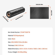 24 x 100' Ft 6 Mil Black Thick Plastic Sheeting Roll Plastic Drop Cloth Painters Tarp Multi-Purpose Plastic Sheeting Heavy Duty YF24FT100FTB