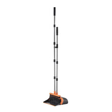 Broom & Dustpan Set with Self-Cleaning Teeth Long-Handle Upright Dustpan for Home Restaurant Office