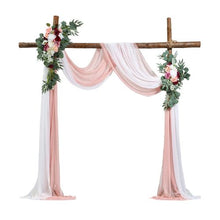 21' Ft Blush Pink with Ivory Wedding Arch Draping Fabric Reception Backdrop Wedding Decoration Artificial Wedding Arch Flowers Kit XH-HQ05 (Pack of 4)