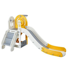 Toddler Slide with Climbing Ladder and Basketball Hoop for Kids