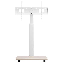 Rolling TV Stand on Wheels Mobile Cart for 32-70 Inch Screens 25° Rotation Height Adjustable Supports Up to 99 lbs Max VESA 600x400mm Single Bracket One-Layer Tray