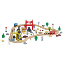 70PCS Wooden Train Set with Magnetic Crane Railway Track Toy for Kids Ages 3-8