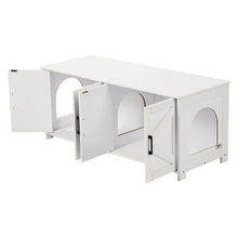 47.2-Inch Cat Litter Box Enclosure for 2 Cats Hidden Double-Room Wooden Cabinet Fits Most Litter Boxes (White)