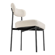 Boucle Dining Chairs with Curved Backrest and Black Metal Legs for Dining Table&Kitchen Table (Set of 2)