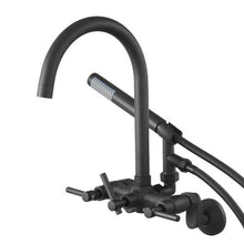 Clawfoot Tub Faucet Wall-Mount Bathtub Filler with Handheld Shower Matte Black Adjustable Arms & Gooseneck Spout