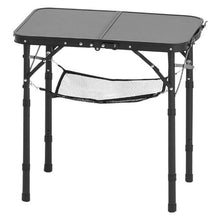 24x16 In Adjustable Folding Camping Table – Aluminum Side Table with Mesh Shelf & Handle (Black)
