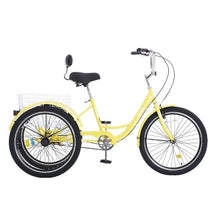 20 Inch Three-Wheeled Bicycles 3 Wheel with Basket & Adjustable Seat for Seniors Women Men
