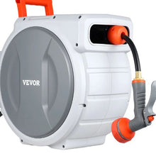 100 ft Retractable Garden Hose Reel 1/2" Wall-Mounted Hose Reel with 9-Function Nozzle & Auto Rewind