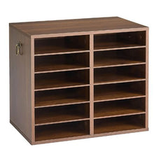 Wood Literature Organizer 12 Compartments Adjustable Shelves Countertop File Sorter (Brown)