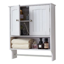 Bathroom Wall Cabinet 2 Doors Adjustable Shelf Over-the-Toilet (White)