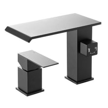 Roman Tub Faucet 3-Hole Waterfall Bathtub Faucet Set with Shower Head & 1 Handle Deck-Mount (Matte Black)