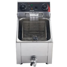 Commercial Electric Deep Fryer 1750W 9.51Qt Stainless Steel Fryer with Basket Lid & Temp Control (Silver)