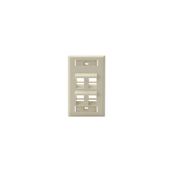 Angled Single-Gang QUICKPORT Wallplate 4-Port Ivory 42081-4IS