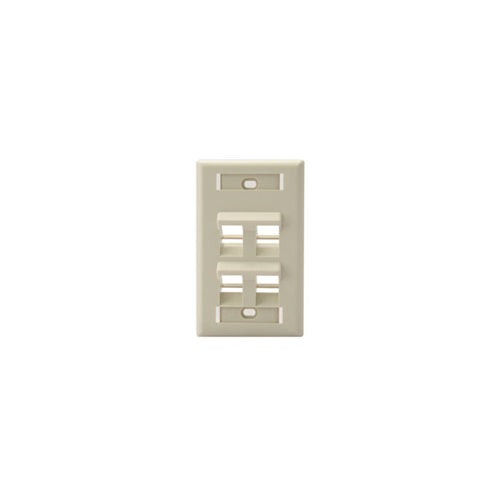 Angled Single-Gang QUICKPORT Wallplate 4-Port Ivory 42081-4IS