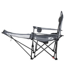 Reclining Camping Chair – 4 Position Folding Lounger with Headrest & Footrest (Gray)