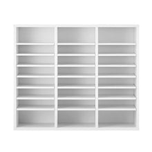 24-Compartment Literature Organizer with Adjustable Shelves Wooden MDF Mailbox Sorter (White)