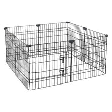 Dog Playpen 24" 8-Panel Foldable Metal Pet Fence with Door & Pad (Black)