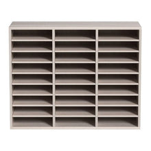 27 Slot Wooden Literature Organizer File & Mail Sorter with Adjustable Shelves – (Grey)