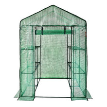 4.7 x 4.7 x 6.5' Ft High Strength PE Cover with Zipper Door and Steel Frame Walk-in Green House with Shelves