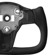 Tesla Model 3 Steering Wheel 2016–2023 Heated Carbon Fiber Flat-Bottom Design Non-Slip Leather Grip (Black)