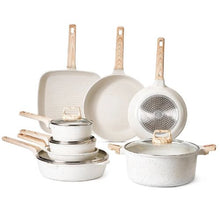 19 Piece Pots and Pans Set Nonstick and Granite Cookware Set for Kitchen (White)