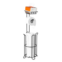 3-in-1 Free-Standing Toilet Paper Holder with Shelf (Matte Black)