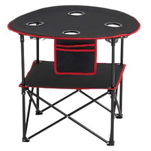Folding Camping Table – Portable Waterproof Picnic Table with Cup Holders & Carry Bag (Black)