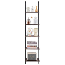 5-Tier Ladder Shelf 15.6 x 11.8 in Open Bookshelf Metal Frame Storage Rack (Black)