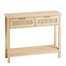 Rattan Console Table with 2 Drawers & Sliding Door