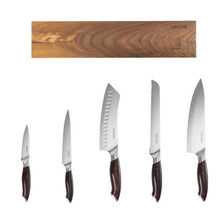 6-Piece High Carbon Stainless Steel Kitchen Knife Set with Magnetic Walnut Knife Holder
