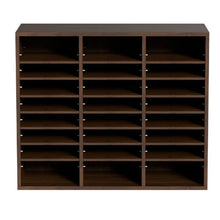 24-Compartment Literature Organizer with Adjustable Shelves Wood Mailbox Sorter EPA Certified (Brown)