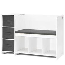 Kids Reading Nook Bench with Bookshelf & Cushion (White)