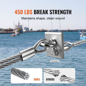 1/16 Inch 7x7 Strand T304 Stainless Steel Braided Aircraft Cable 330FT With Accessories