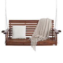 5.5 FT Wooden Porch Swing Heavy Duty Outdoor Bench with Chains 880 lbs Capacity Brown