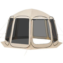 12 x 11 ft Pop-Up Screen Tent with Awning 10–12 Person Screened Canopy Shelter with Netting Sides & Carry Bag – (Beige)