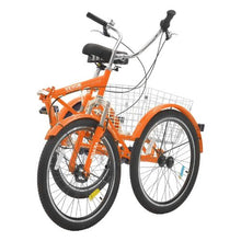 24" Folding Adult Tricycle 7-Speed 3-Wheel Cruiser with Basket for Women Men