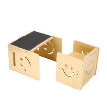 Montessori 3-in-1 Toddler Table & Chair Set with Chalkboard Adjustable Height Natural