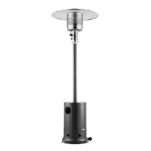 50,000 BTU Propane Patio Heater Hammered Metal with Round Table & Wheels (Silver Gray)