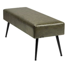 Green PU Leather Bedroom Bench Stitched Upholstery Metal Legs