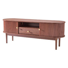 58 In Mid Century Modern TV Stand with Drawer Open Shelves & Rolling Door for Living Room & Bedroom