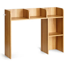 Wood Desktop Storage Organizer 2-Tier Bookshelf Hutch (Wood Color)