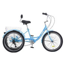 20-Inch Adult Tricycle, 7-Speed Three-Wheel Cruiser Bike with Basket and Adjustable Seat for Seniors & Couples
