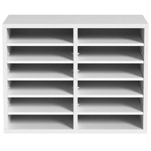 12 Compartment Wood Literature Organizer for Office & Home – (White)