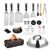 28PCS Griddle Accessories Kit Stainless Steel Flat Top Grill Tools with Spatula Burger Press & Carry Bag